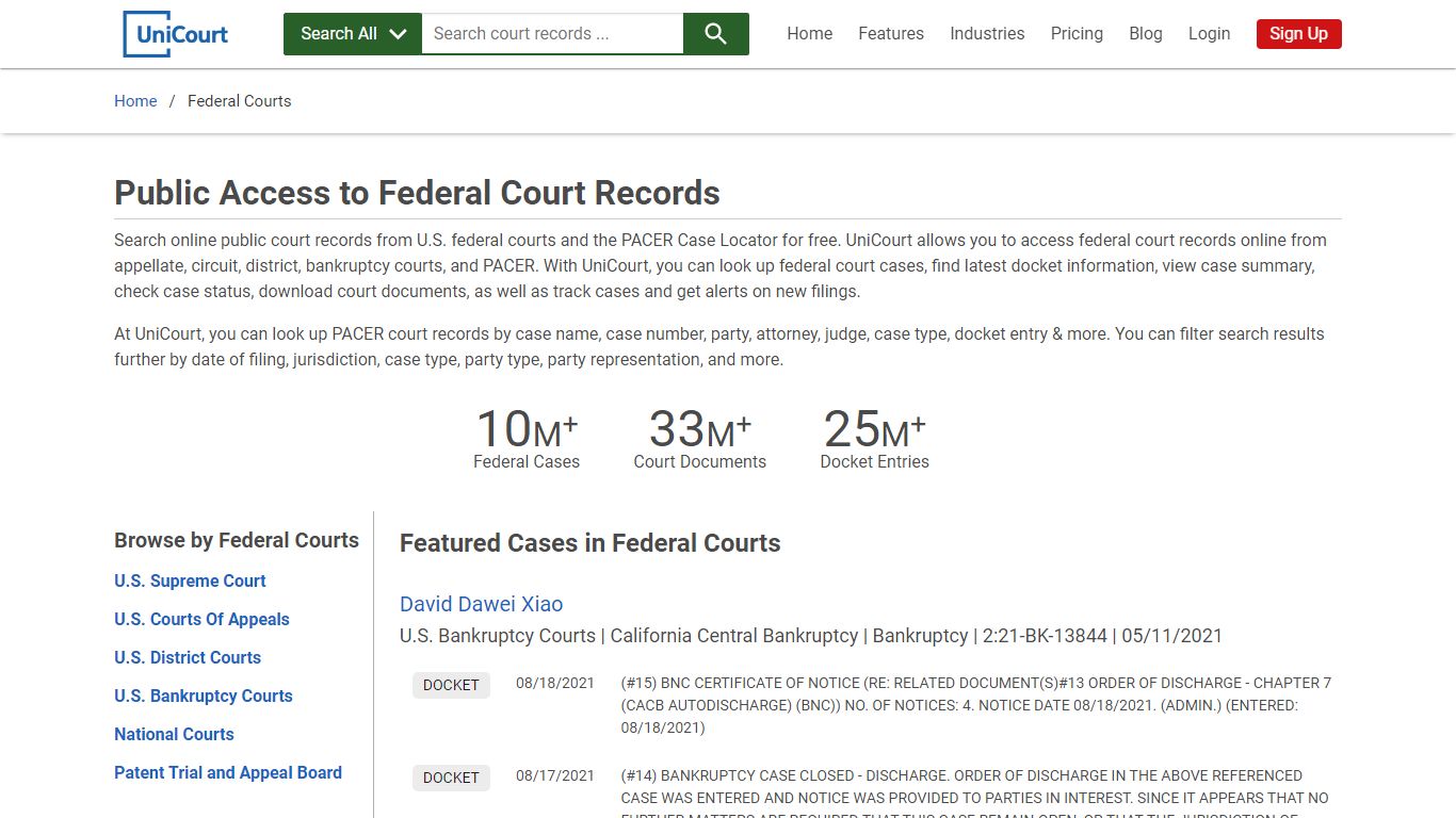 Federal Court Records | PACER Case Search - UniCourt